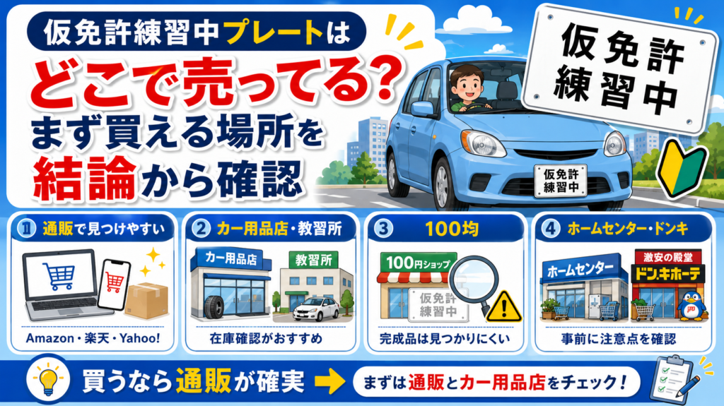 仮免許練習中 プレート どこで売ってる