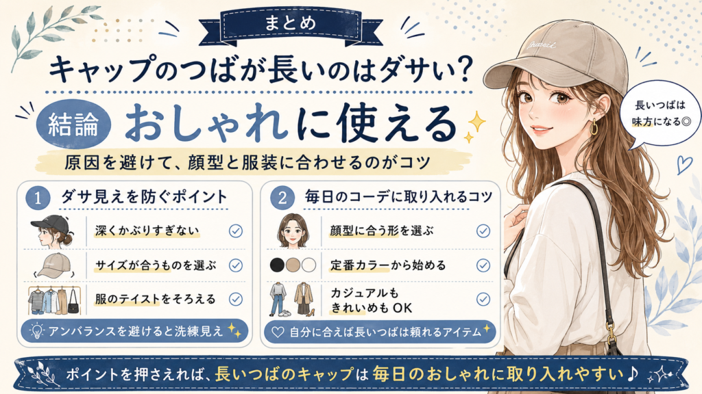 キャップ つば 長い ダサい