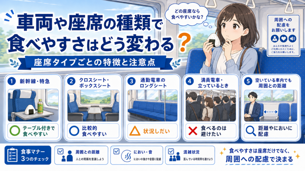 電車の中でおにぎり