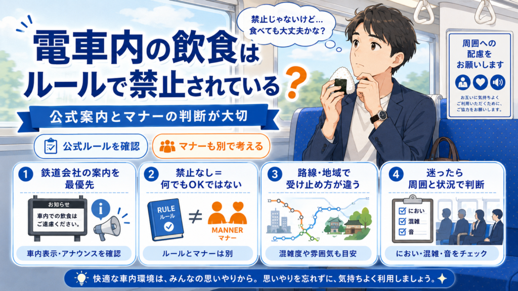 電車の中でおにぎり