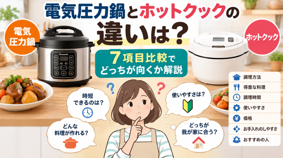 電気圧力鍋とホットクックの違いは？7項目比較でどっちが向くか解説