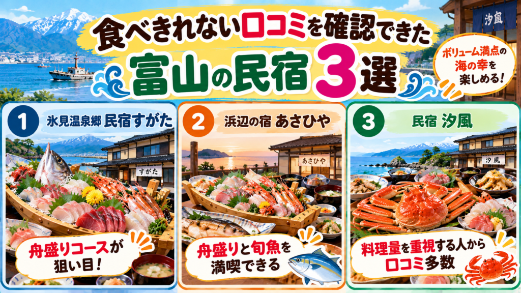 富山の民宿おすすめ3選と海の幸